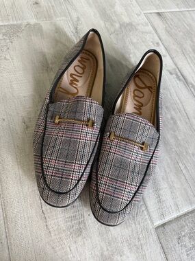 Sam Edelman Plaid Loafer with Gold Bit - Black/Grey/Pink